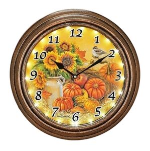 Dona Gelsinger LED Bountiful Harvest Light Battery Wall Clock Pumpkin Su…